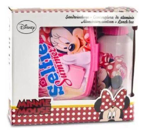 Kit De Lanche Disney Garrafa E Sanduicheira Minnie Mouse Cor Rosa