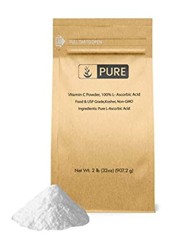 Polvo De Vitamina C (2 Libras) Por Pure, Embalaje Ecológico,