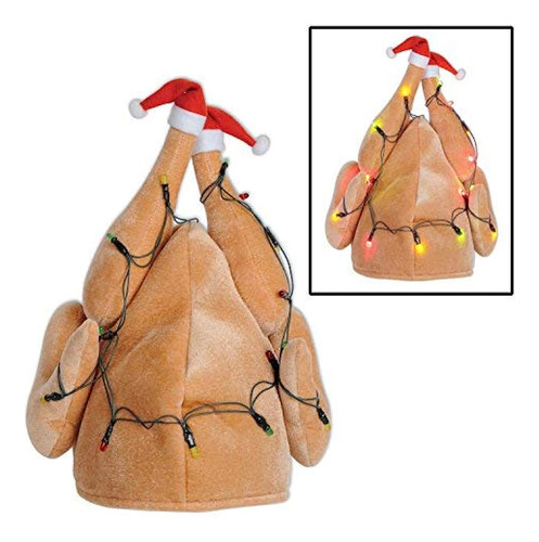 Beistle 1pack Plush Lightup Christmas Turkey Hat