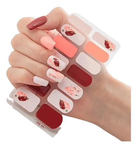 Set De 14 Stickers De Uñas Manicure Instantánea Coral