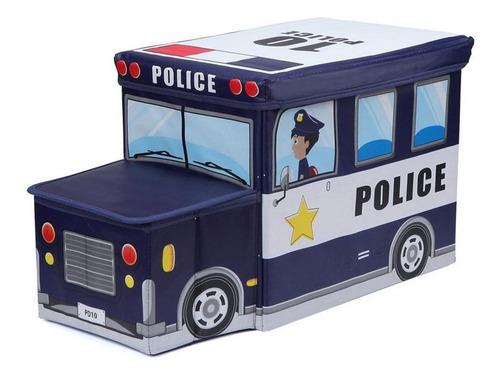 Caja Juguetero Autobus Camion Organizador Banco Contenedor Color Bus Policia