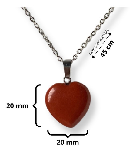 Imagen 2 de 4 de Collar Corazoncito De Jaspe Rojo 100% Natural