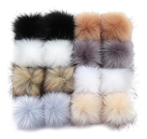 Pompones Para Gorro De Tejer Manualidades 16 Piezas 8cm A