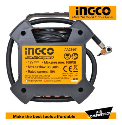 Inflador Compresor Aire Portátil Para Auto 12v Con Luz Led