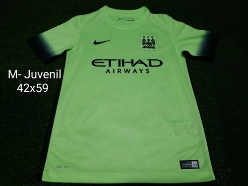Camisa Manchester City Third 2015/2016 Verde Limão Juvenil