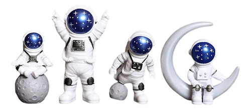 4 Piezas Estatua De Astronauta Modelo Figura Ornamento