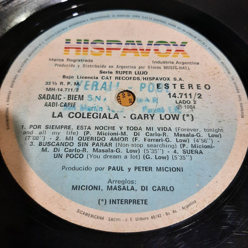 Sin Tapa Disco Gary Low La Colegiala Si0