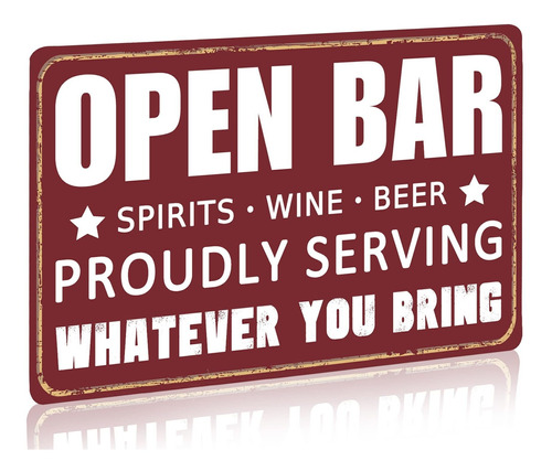 Vintage Open Bar Carteles De Chapa Cheers Metal Signs A...