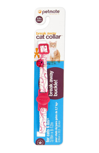 Petmate Collar Blanco Con Remolinos Magenta Para Gatos