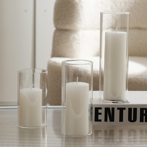 Set Udu De 3 Velas Blancas De Pilares Y 3 Candelabros De De