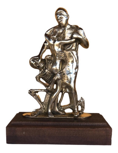 Ceifador Médico E Paciente Estatueta Bronze Escultura Arte Cor Dourado-escuro