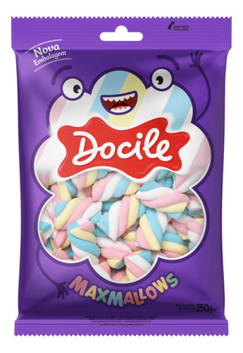 Maxmallows marshmallow Docile 250g colorido twist baunilha