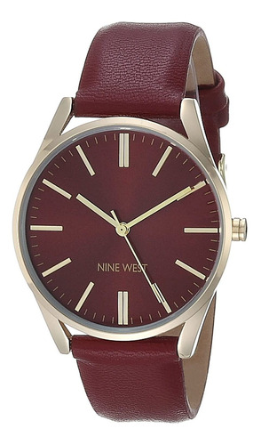 Reloj Mujer Nine West Nw-1994gpby Cuarzo Pulso Rojo En Cuero