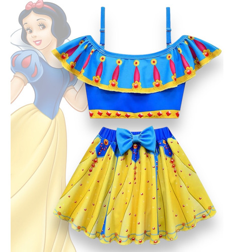 Traje De Baño Princesa Blanca Nieves Con Protección Uv