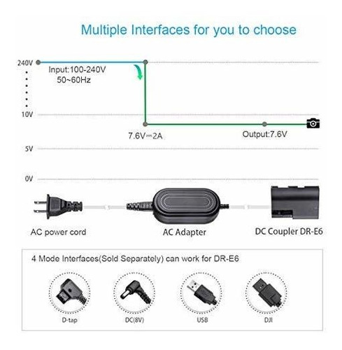 Ack E6 Adaptador Corriente Alterna Dr Dc Acoplador Lpe6