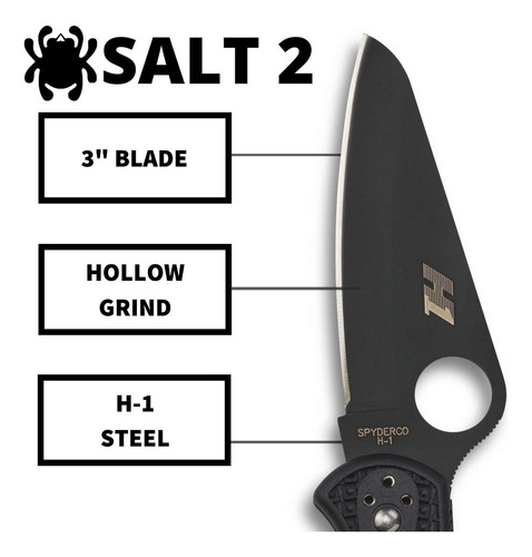 Cuchillo Spyderco Salt 2 De 3 Pulgadas Con Hoja De Acero H-1