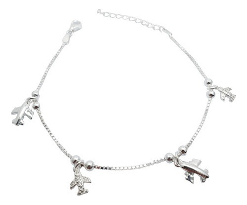 Pulsera Plata 925 Delicada Avion Tripulante Viajes Turismo 