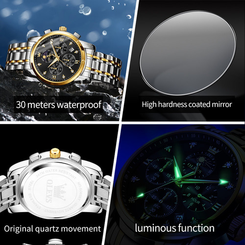 Reloj Olevs Diamond Calendar Moon Phase Business