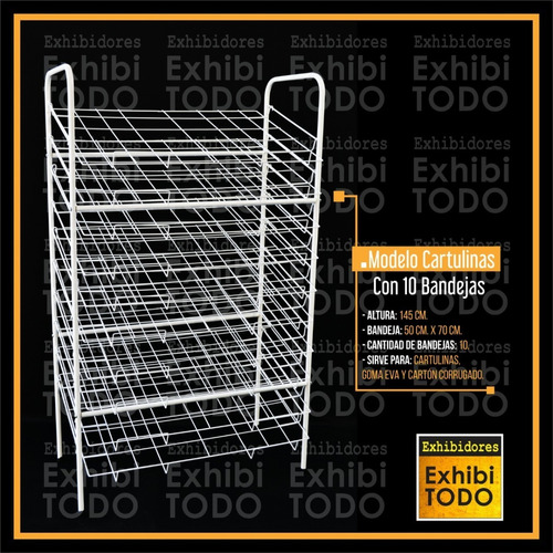 Exhibidor Cartulinas 10 Bandejas Libreria Estanteria Goma Ev