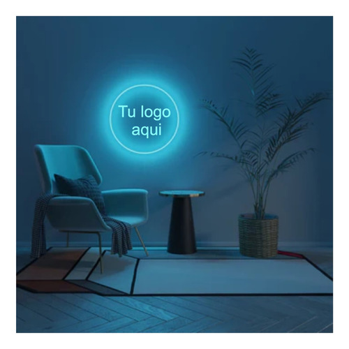 Letrero Led Neón Personalizado Circular Luminoso Azul