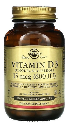Solgar | Vitamin D3 Cholecalciferol | 15mcg 600 Iu | 100 Cap