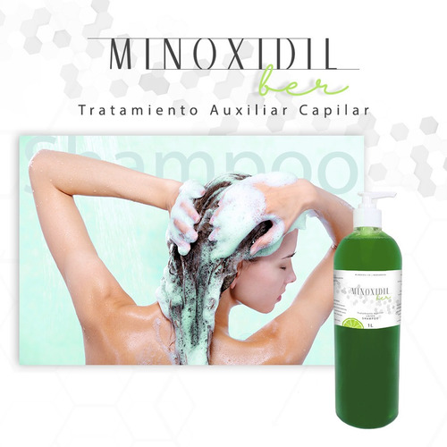 Imagen 4 de 9 de Shampoo Unisex Minoxidil 5% Con Bergamota 1l Cabello Y Barba