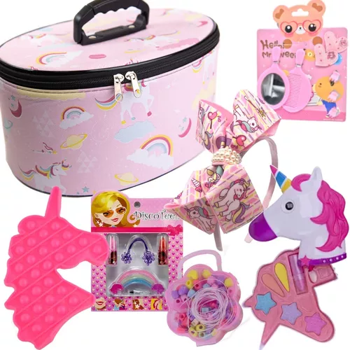 Kit Maquiagem Infantil Unicornio DiscoTeen Estojo Brinquedo - Kit