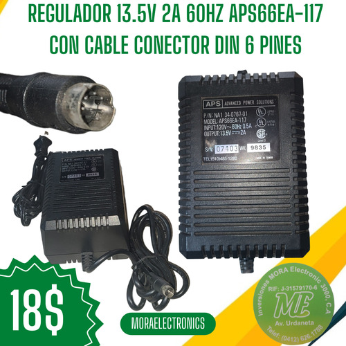 Regulador 13.5v 2a 60hz Aps66ea-117 Con Cable Conector Din 6