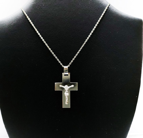 Conjunto Cadena Espejo Y Cruz Con Cristo 3,6x2,4 Cm Plata925