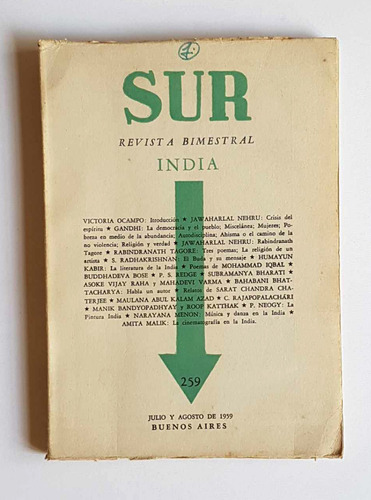 Revista Sur 1959, India, Ghandi Y Otros Autores