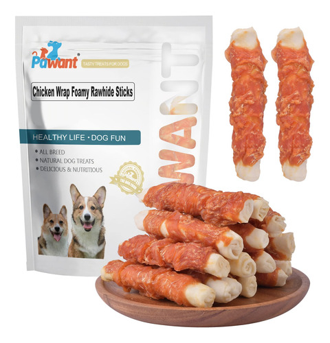 Pawant Dog Treats - Rollos De Cuero Crudo Envueltos En Poll.