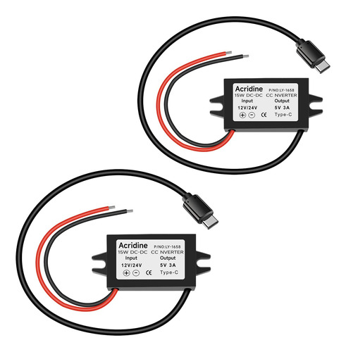 2-pack Dc A 5v Usb C Buck Converter 3a 15w Tipo-c Módulo De 