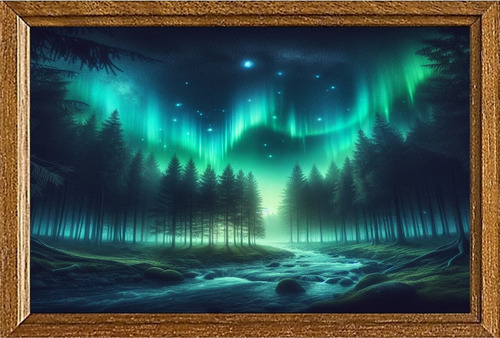 Cuadro De Arte Digital Aurora Boreal 70x50cm Pieza Única