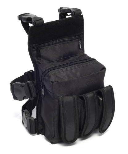 Bornal Tático Pochete De Perna Swat + Cinto De Guarnição Na Cor Preto