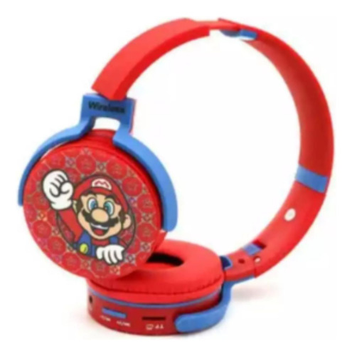 Fone De Ouvido Sem Fio Bluetooth Headphone Infantil Para Criança Menino E Menina Do Super Mário Bros Para Jogos Musica Diversão Compativel Com Samsung Motorola Xiaomi iPhone Vermelho Marca Bribel