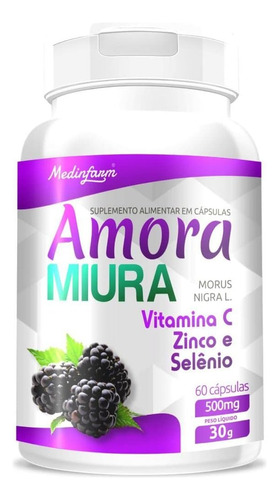 Amora Miúra. 60 Capsulas, Com Vitamina C, Zinco E Selênio Sabor Natural