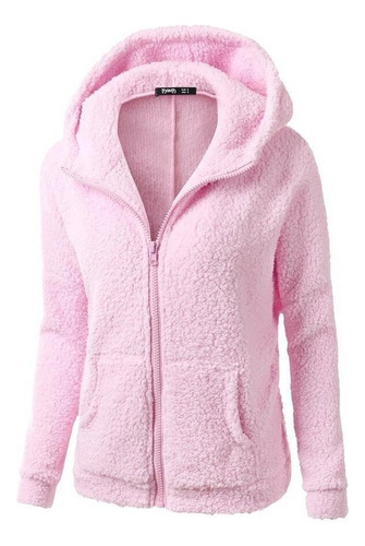 Chaqueta De Forro Polar Suave Con Capucha For Mujer