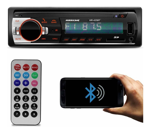 Mp3 Player Automotivo Hurricane Hr-425 Bt 1 Din Bt Led Usb