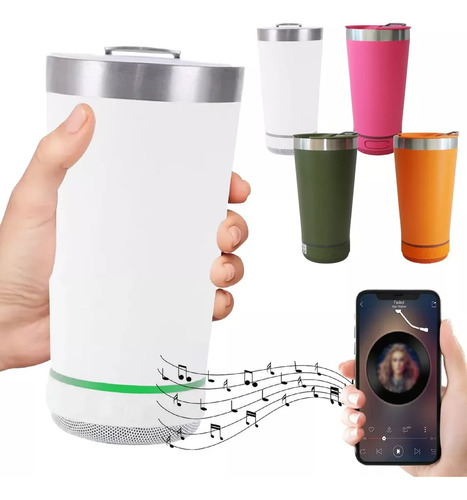 Vaso Parlante Bluetooth Acero Inoxidable Usb 420ml Cerveza