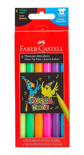 Marcador Fiesta45 Neón Faber-castell X6 Colores