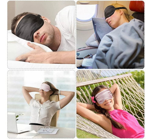 4 Antifaz Para Dormir De Seda Doble Faz Con Tapones Oidos