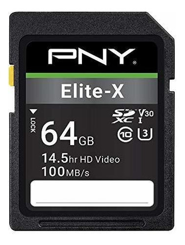 Pny Tarjeta De Memoria Flash Elite-x Class 10 U3 V30 Sdxc 64