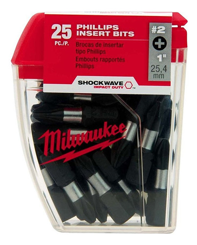 Set 25 Puntas Impacto Ph2x1 Milwaukee 4832-4604