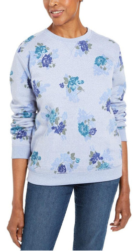 Karen Scott Sudadera Estampado Floral Para Mujer Color Azul