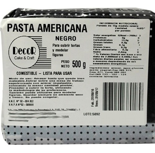 Pasta Americana Color Negra 500gr   