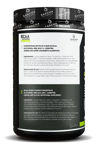 Sascha Fitness Bcaa + Glutamina, Hmb, L Carnitina, Hica