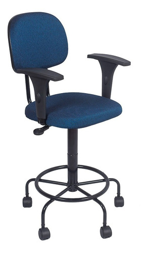 Cadeira Caixa Alta Com Rodinhas Braco De Regulagem De Altura Cor Azul