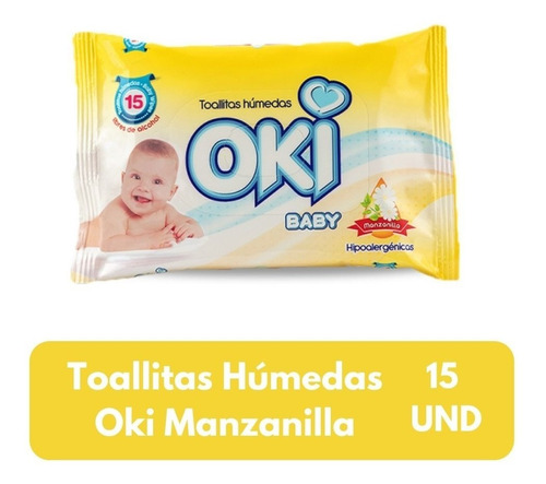 Imagen 1 de 4 de Toallitas Húmedas Manzanilla 15 Unid Oki Baby