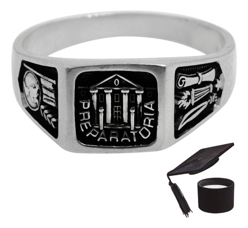 Anillo Graduación Secundaria Y Preparatoria Plata 925 Preparatoria 8