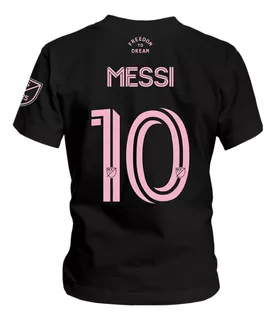Playera Estampada Leo Messi 10 Inter Miami Escudo Negra